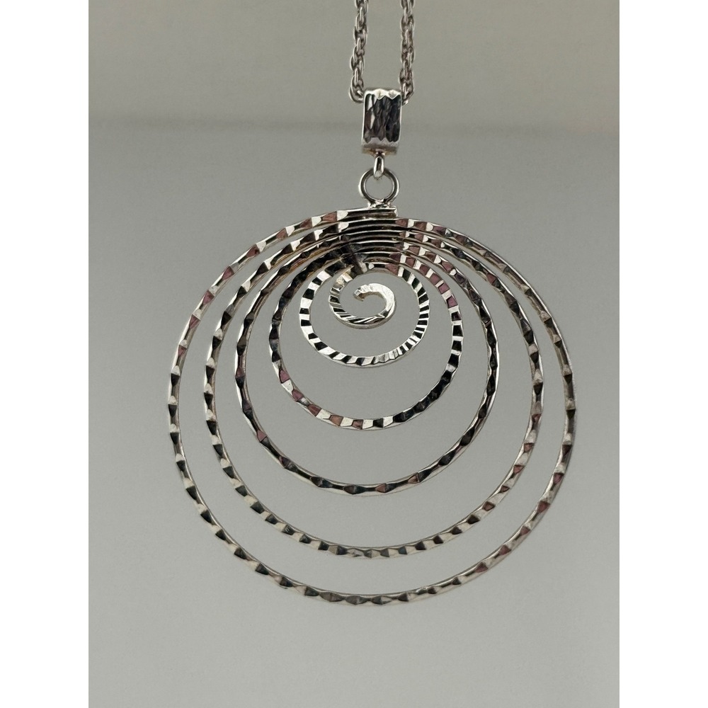 Chateau D'Argent Sterling‎ Silver Spiral Swirl Pendant with Milor Chain Necklace